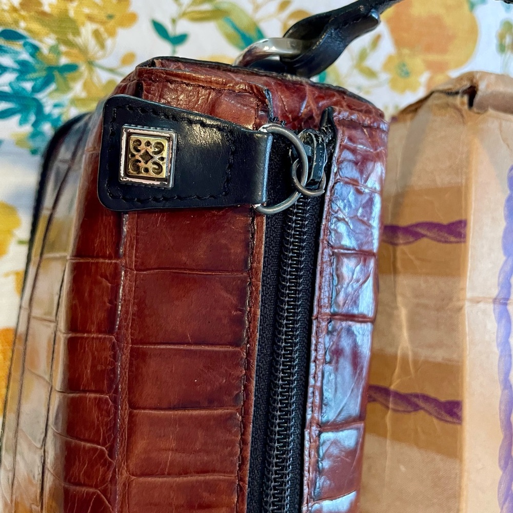 Brighton woman's Croc-Embossed Brown Leather Bag - Picture 2 of 7